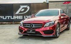 画像2: BENZ メルセデス・ベンツ C-Class W205 AMGフロントバンパー用リップスポイラー 本物DryCarbon ドライカーボン (2)