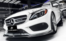 画像6: BENZ メルセデス・ベンツ C-Class W205 セダン C205 クーペ S205 ワゴン 前期用 フロントバンパー用 リップスポイラー 本物DryCarbon ドライカーボン  (6)