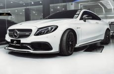 画像5: BENZ メルセデス・ベンツ C-Class C205 クーペ 2D AMGサイドステップ用カーボン スカート DryCarbon C180 C200 C43 (5)