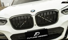 画像1: BMW G02 X4 フロント用艶ありブラック キドニーグリル センターグリル S2  (1)