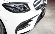 画像1: BENZ ベンツ Eクラス W213 AMGバンパー用フロント カナード スプリッター E200 E250 E300 E400 E43 本物DryCarbon ドライカーボン (1)