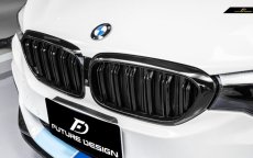 画像2: BMW G30 セダン G31 ツーリング フロント用艶ありブラックキドニーグリル センターグリル (2)