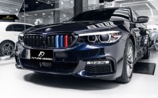 画像9: BMW G30 セダン G31 ツーリング フロント用 青紺赤 艶ありブラックキドニーグリル センターグリル (9)