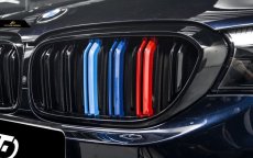 画像3: BMW G30 セダン G31 ツーリング フロント用 青紺赤 艶ありブラックキドニーグリル センターグリル (3)