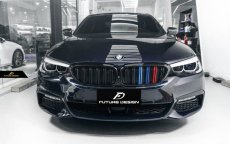 画像8: BMW G30 セダン G31 ツーリング フロント用 青紺赤 艶ありブラックキドニーグリル センターグリル (8)