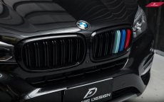 画像2: BMW X6 F16 フロント用 青紺赤 艶ありブラックキドニーグリル センターグリル (2)