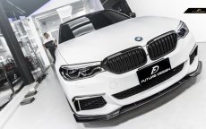 画像2: BMW 5シリーズ G30 セダン G31 ツーリング Mスポーツ フロント用リップスポイラー 本物DryCarbon ドライカーボン (2)