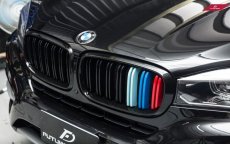 画像1: BMW X5 F15 フロント用 青紺赤 艶ありブラックキドニーグリル センターグリル (1)