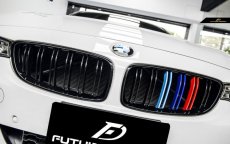 画像1: BMW 4シリーズ F32 F33 F36 フロント用 青紺赤 艶ありブラックキドニーグリル センターグリル (1)