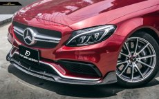 画像1: BENZ メルセデス・ベンツ W205 C63フロントバンパー用リップスポイラー 本物DryCarbon ドライカーボン (1)