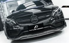 画像9: BENZ メルセデス・ベンツ W205 C63フロントバンパー用リップスポイラー 本物DryCarbon ドライカーボン (9)