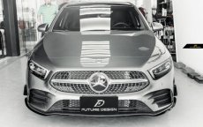 画像1: BENZ メルセデス・ベンツ A-Class セダン V177 フロント用A35 エディション1 ルック カナード スポイラー 7点セット A180 A200 ブラック (1)