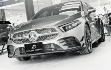 画像2: BENZ メルセデス・ベンツ A-Class セダン V177 フロント用A35 エディション1 ルック カナード スポイラー 7点セット A180 A200 ブラック (2)