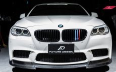 画像1: BMW 5シリーズ F10 セダン  M5ルックフロントバンパー用リップスポイラー 本物カーボン Carbon  (1)