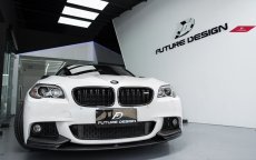 画像2: BMW 5シリーズ F10 セダン F11 ツーリング  Mスポーツ フロントバンパー用リップスポイラー 本物ドライカーボン DryCarbon  (2)