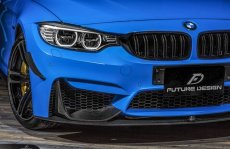 画像1: BMW 3シリーズ F80 M3 セダン フロントバンパー用 カナード スポイラー 本物DryCarbon ドライカーボン (1)