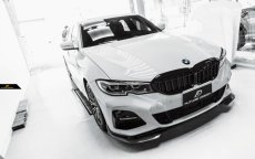 画像4: BMW 3シリーズ G20 G21 M-TECH Mスポーツ フロントバンパー用リップスポイラー パフォーマンス 本物Drycarbon ドライカーボン 艶あり黒 3点セット (4)