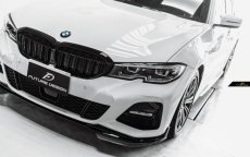 画像1: BMW 3シリーズ G20 G21 M-TECH Mスポーツ フロントバンパー用リップスポイラー パフォーマンス 本物Drycarbon ドライカーボン 艶あり黒 3点セット (1)