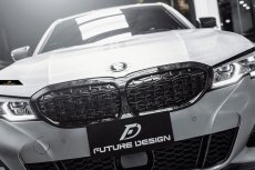 画像1: BMW 3シリーズ G20 G21 フロント用艶ありブラック ダイヤモンド キドニーグリル センターグリル (1)