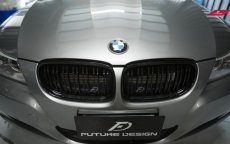 画像5: BMW 3シリーズ E90 E91 後期車 フロント用艶ありブラックキドニーグリル センターグリル (5)