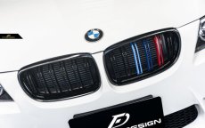 画像1: BMW 3シリーズ E90 E91 後期車 青紺赤 フロント用艶ありブラックキドニーグリル センターグリル (1)
