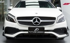 画像1: BENZ メルセデス・ベンツ A-Class W176 後期車 フロントバンパー用艶ありブラック リップスポイラー カナード B26 (1)