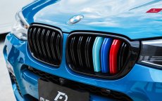 画像1: BMW Xシリーズ X3 F25 LCI 後期 青紺赤 フロント用艶ありブラックキドニーグリル センターグリル (1)