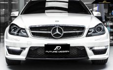 画像1: BENZ ベンツ AMG C63ルック グリル Cクラス W204 後期車 フロントバンパー エアロ PPウレタン製 ディライト LED (1)