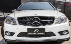 画像1: BENZ メルセデス・ベンツ Cクラス W204 前期車 フロントバンパー用リップスポイラー 本物DryCarbon ドライカーボン (1)