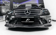 画像1: BENZ メルセデス・ベンツ Cクラス W204 前期車 C63 フロントバンパー用リップスポイラー 本物DryCarbon ドライカーボン (1)