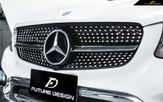 画像4: BENZ メルセデス・ベンツ W253 X253 C253 クーペ用 GLC45仕様 ダイヤモンド センターグリル ブラック・クローム (4)