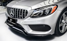 画像5: BENZ ベンツ W205 セダン S205 ワゴン C205クーペ 前期車 AMGバンパー用 アンダーリップ カーボンリップスポイラー 艶ありブラック (5)