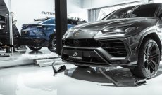 画像4: Lamborghini URUS ウルス フロントバンパー用 リップスポイラー 3点セット 本物DryCarbon ドライカーボン (4)