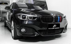 画像4: BMW 1シリーズ F20 LCI 青紺赤 フロント用艶ありブラックキドニーグリル センターグリル  (4)