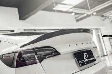 画像1: TESLA テスラ MODEL モデル 3 トランク用 リアスポイラー 本物Drycarbon ドライカーボン (1)