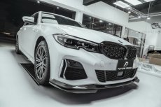画像4: BMW 3シリーズ G20 G21 M-TECH Mスポーツ フロントバンパー用リップスポイラー 3点 本物DryCarbon ドライカーボン (4)