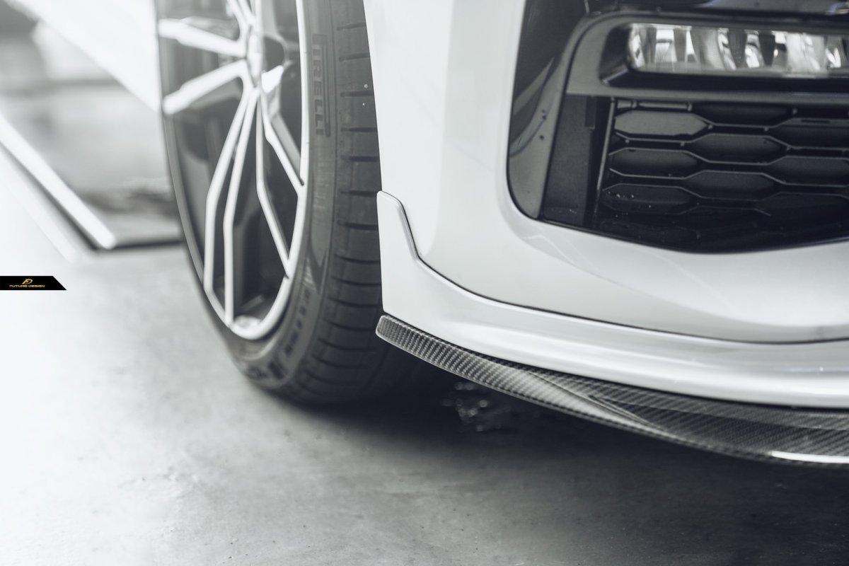 画像4: BMW 3シリーズ G20 G21 Mスポーツ 前期車 フロントバンパー用 リップスポイラー パフォーマンス 本物Drycarbon ドライカーボン ミネラル ホワイト 3点セット (4)