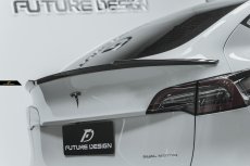 画像1: TESLA テスラ MODEL モデル Y トランク用 リアスポイラー 本物Drycarbon ドライカーボン (1)