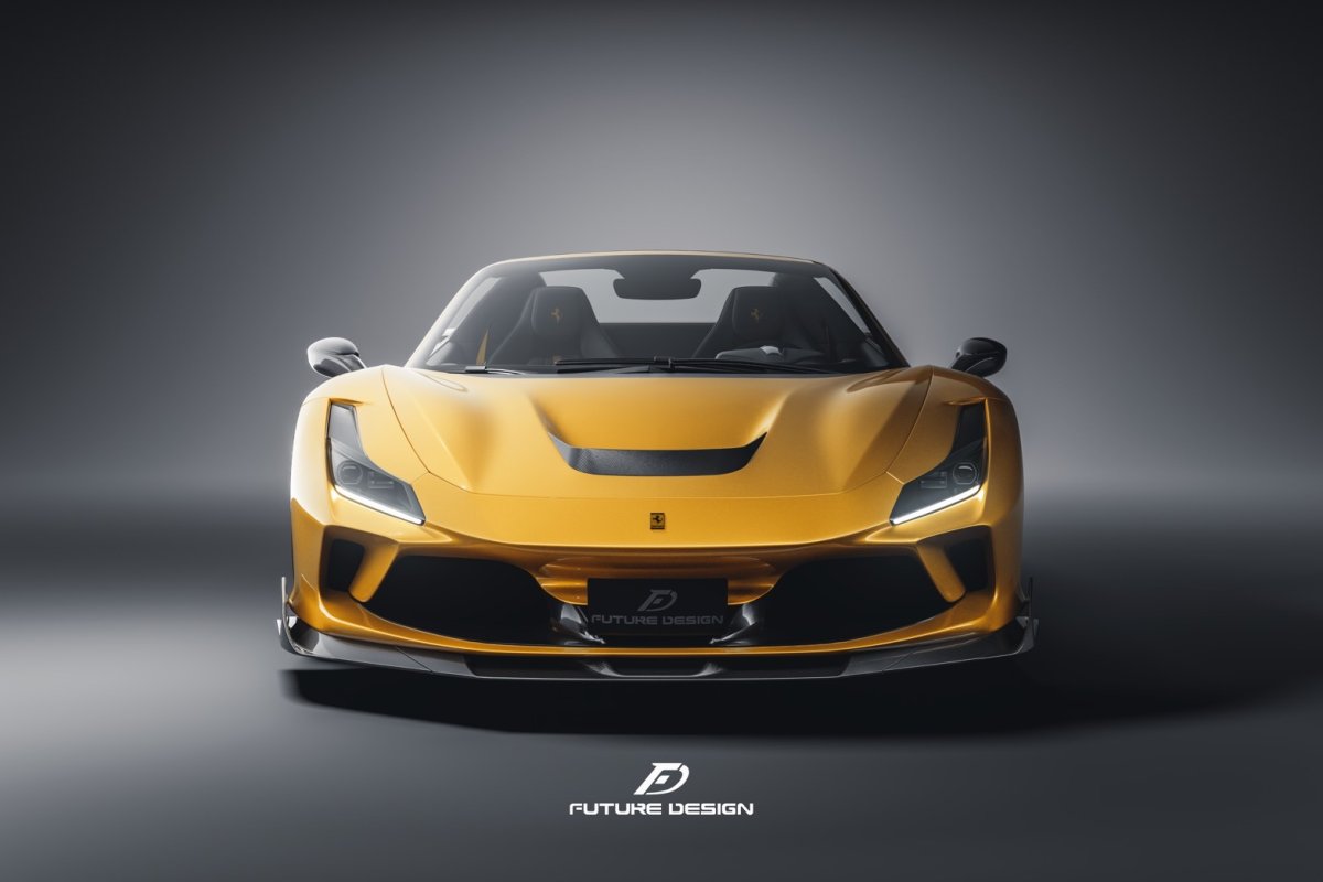 画像1: Ferrari フェラーリ F8 フロント リップスポイラー  3点セット 本物DryCarbon ドライカーボン ン カスタム (1)