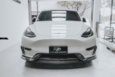 画像1: TESLA テスラ MODEL モデル Y フロントバンパー用 リップスポイラー 本物Drycarbon ドライカーボン (1)