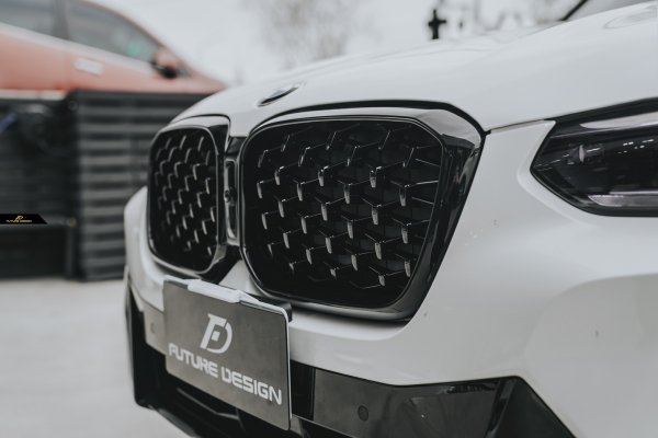 BMW G02 X4 後期用 フロント用艶ありブラック ダイヤモンド キドニー