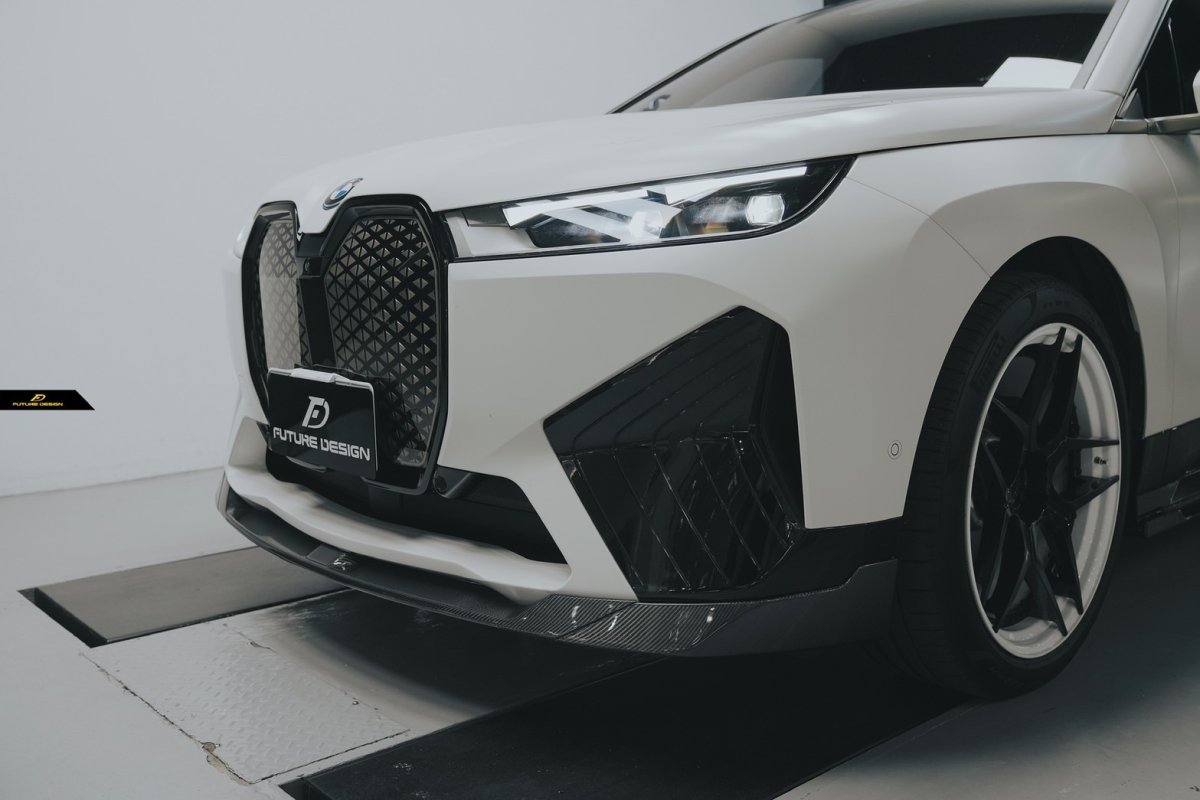 画像1: BMW iXシリーズ i20 Mスポーツ M60 フロント用 リップスポイラー 本物DryCarbon ドライカーボン (1)