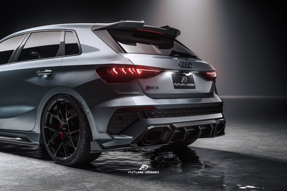 画像1: AUDI RS3 SportBack  スポーツバック 8Y リアディフューザー スプリッター 本物DryCarbon ドライカーボン (1)