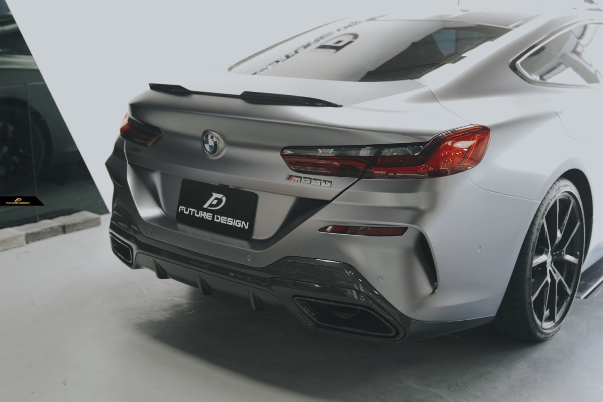 画像1: BMW 8シリーズ G15 クーペ トランク用 リアスポイラー 本物DryCarbon ドライカーボン (1)