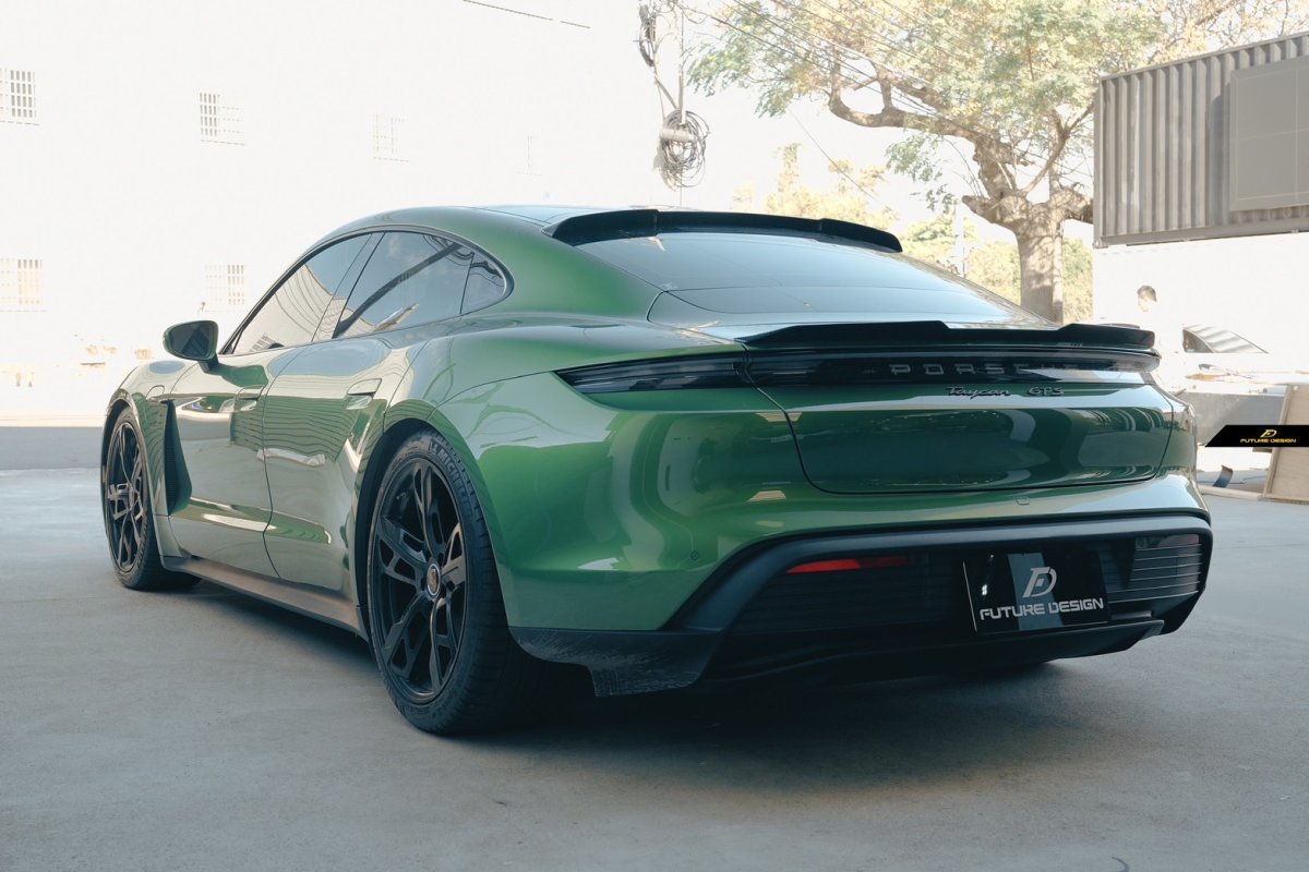 画像27: Porsche ポルシェ Taycan タイカン リア スポイラー 本物Drycarbon ドライカーボン (27)