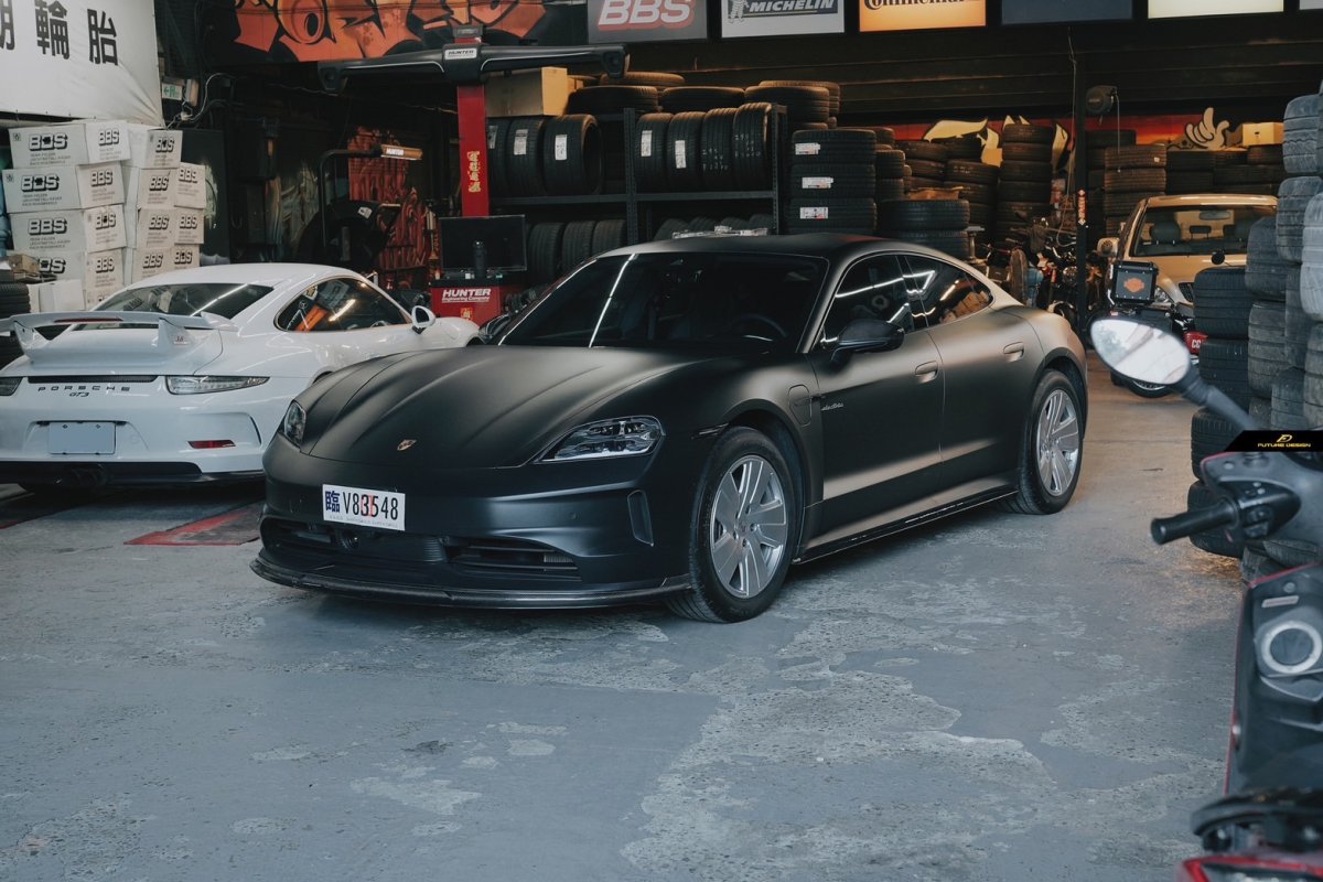 画像29: Porsche ポルシェ Taycan タイカン フロント リップスポイラー 本物Drycarbon ドライカーボン (29)