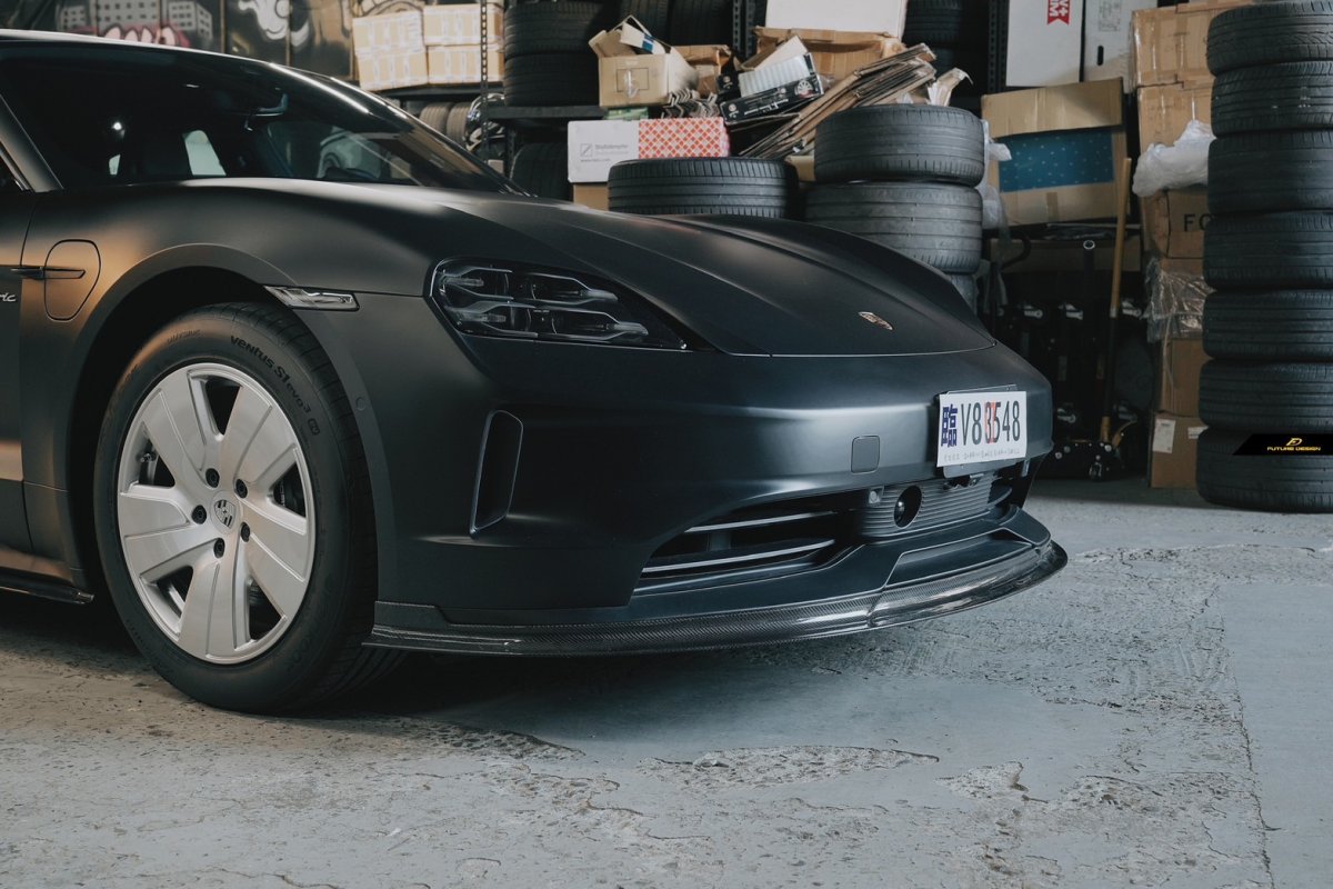 画像30: Porsche ポルシェ Taycan タイカン フロント リップスポイラー 本物Drycarbon ドライカーボン (30)