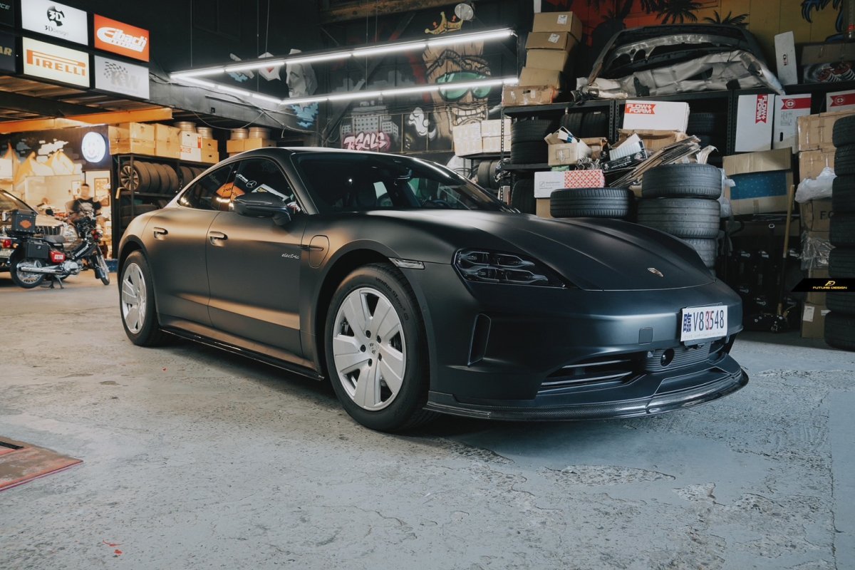 画像32: Porsche ポルシェ Taycan タイカン フロント リップスポイラー 本物Drycarbon ドライカーボン (32)