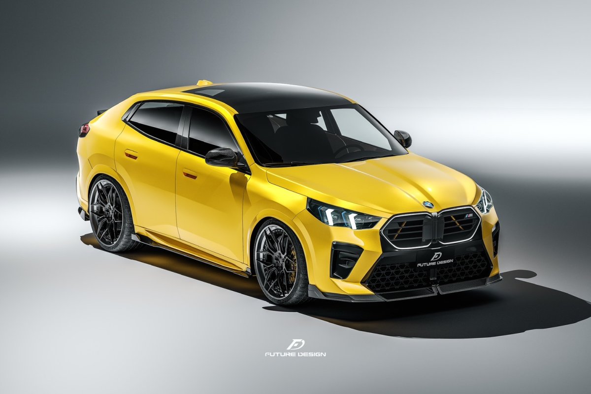 画像1: BMW iXシリーズ iX2 U10 Mスポーツ フロントバンパー用 リップスポイラー 本物DryCarbon ドライカーボン (1)