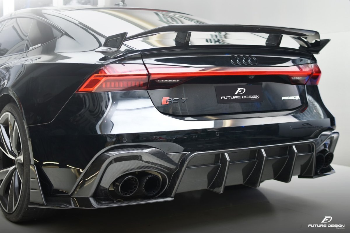 画像11: AUDI RS7 C8 リアウィング スポイラー 本物DryCarbon ドライカーボン (11)